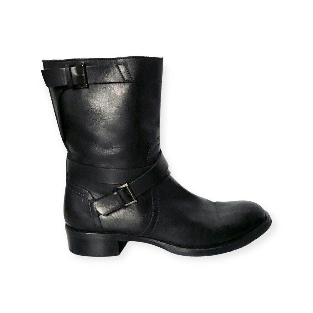 New Diego‎ Dolcini black leather biker boots, Size 39 EU